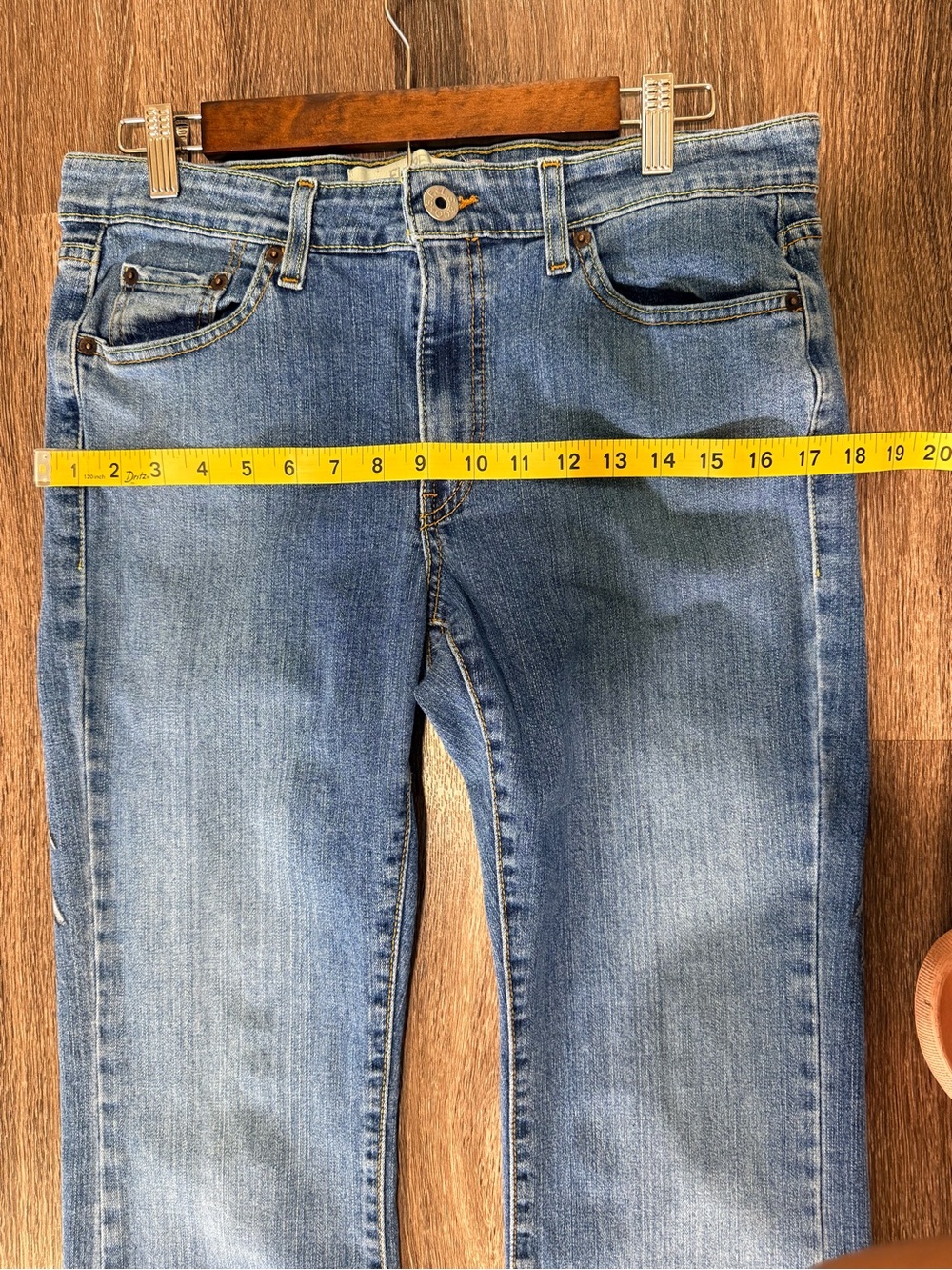 Vintage Levi's 519 Blue flare Denim Jeans with Red Rose & Wing size 11 Women’s - Picture 12 of 15